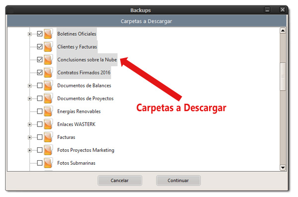 backup descarga carpetas