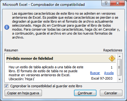 Comprobador de compatibilidad de Excel
