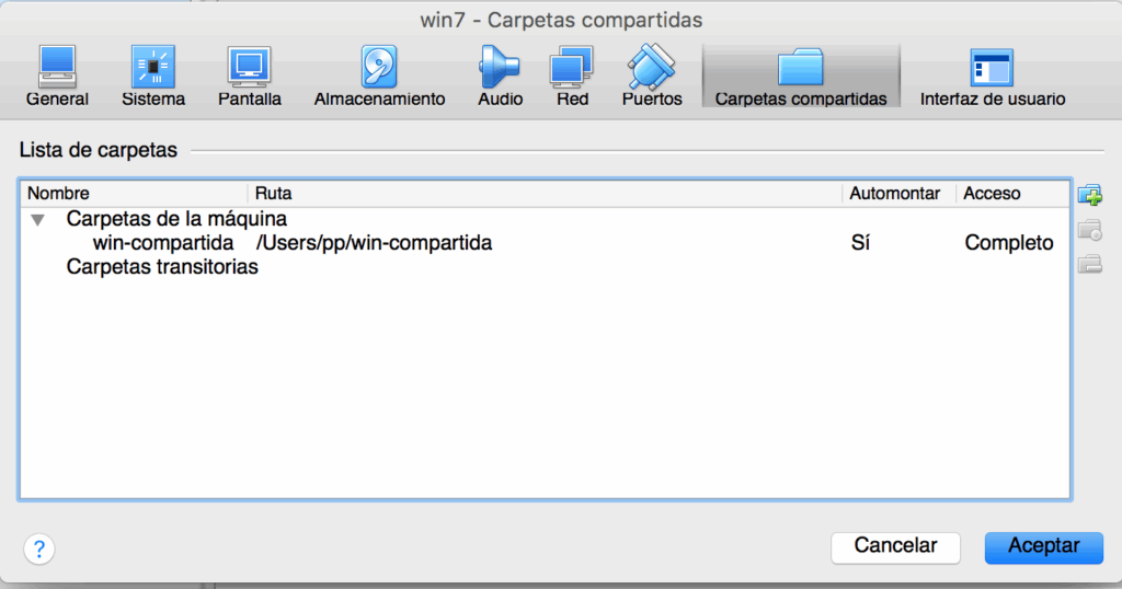 Compartir carpetas virtual box