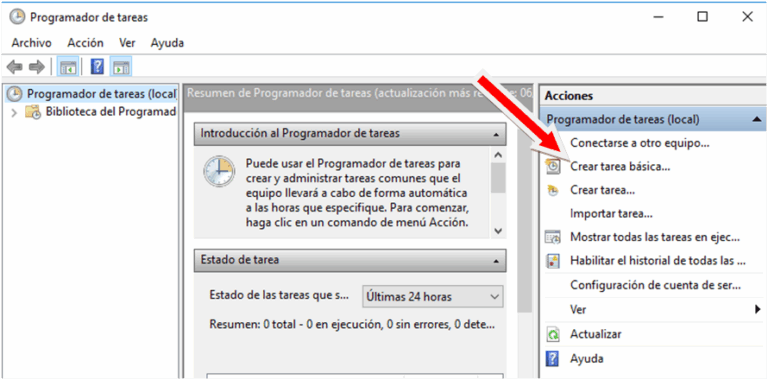 Crear nueva tarea programada en windows