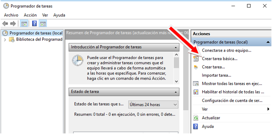Crear nueva tarea programada en windows