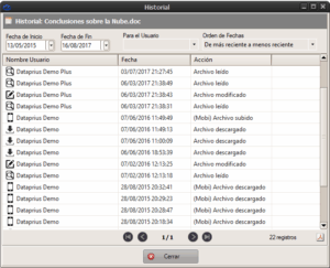historial de descargas