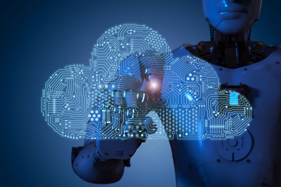 Robot con IA accediendo a la nube