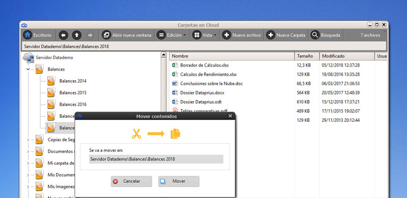 Mover archivos en Dataprius.