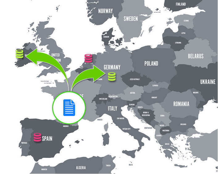 Almacenamiento redundante en Irlanda y Alemania