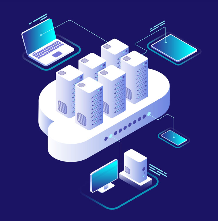 Ilustración ubicuidad y disponibilidad cloud computing.