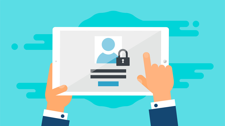 Tableta donde se hace click para acceder al área privada de una empresa