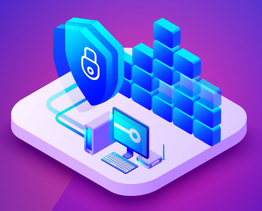 Ilustración sobre almacenamiento en Cloud, seguridad y encriptación.