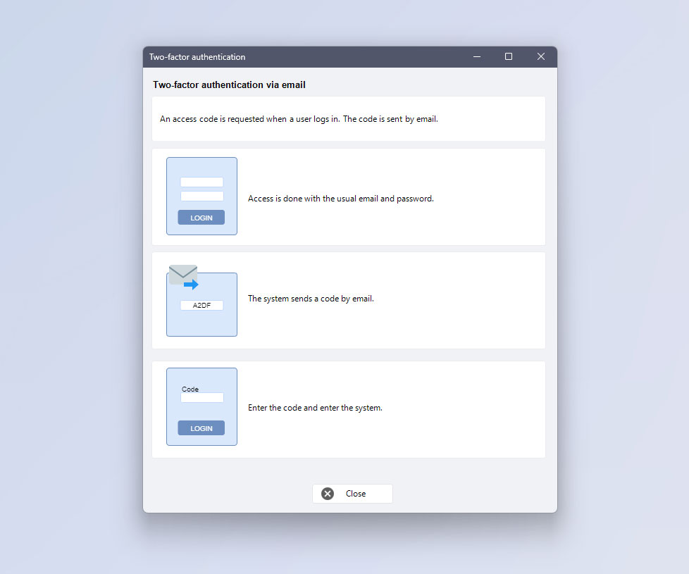 Help about two-factor authentication in dataprius desktop application