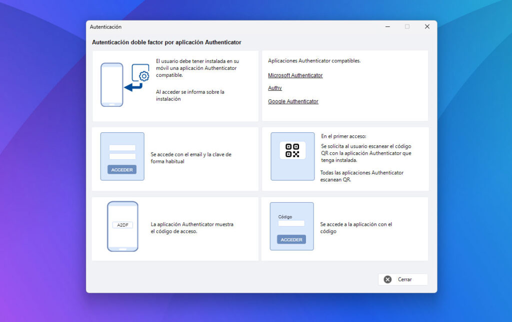 Ayuda sobre autenticación con aplicación Authenticator en aplicación Dataprius