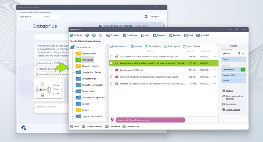 Al hacer click sobre un archivo, el sistema nos lleva a su ubicación.