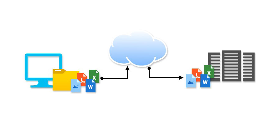 Ilustración guardando archivos en la Nube
