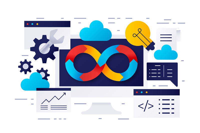 Ilustración abstracta de configuraciones y aplicaciones
