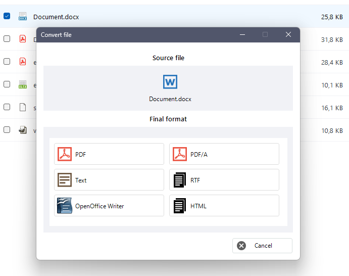 Convert file formats