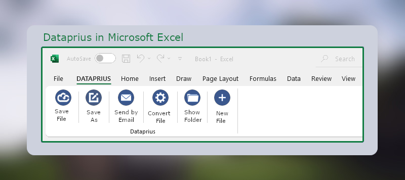 Toolbar Dataprius addin in Microsoft Excel