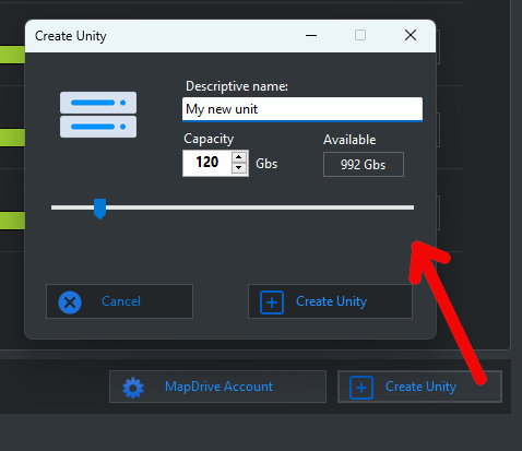 Mapdrive, create a new virtual unit